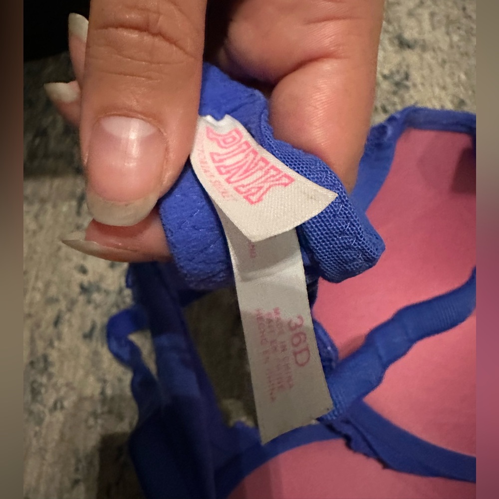 Pink Blue Lace Push-up bra - Picture 3 of 3